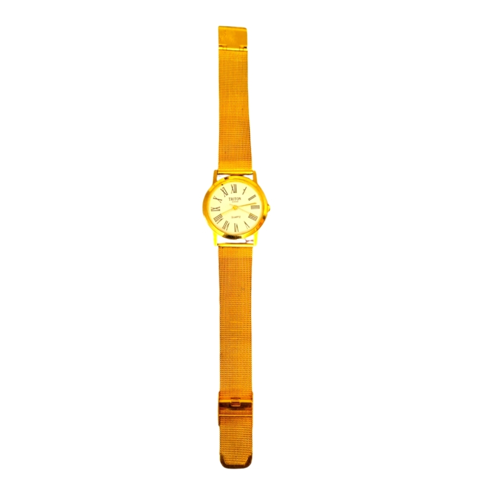 Triton Suisse Watch Quartz Stainless Steel Gold Band Womans Ladies Watch